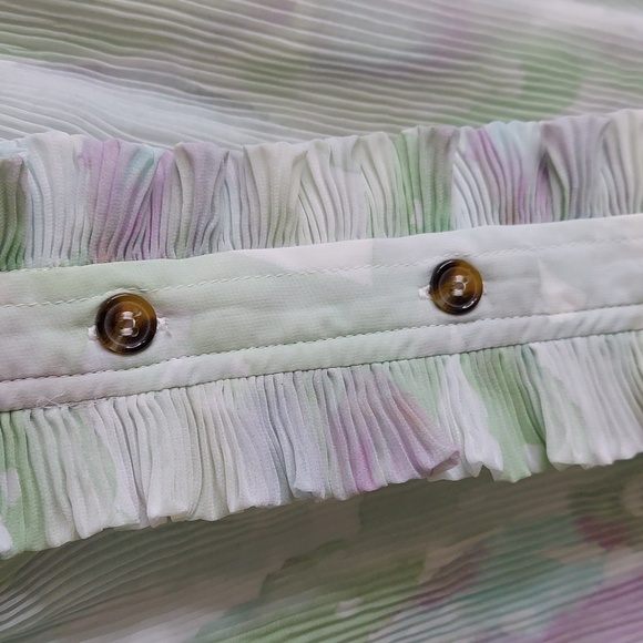 GANNI Dress, NWT, Pastels, Micro-Pleats, Ruffles, Size 14 - Picture 12 of 15